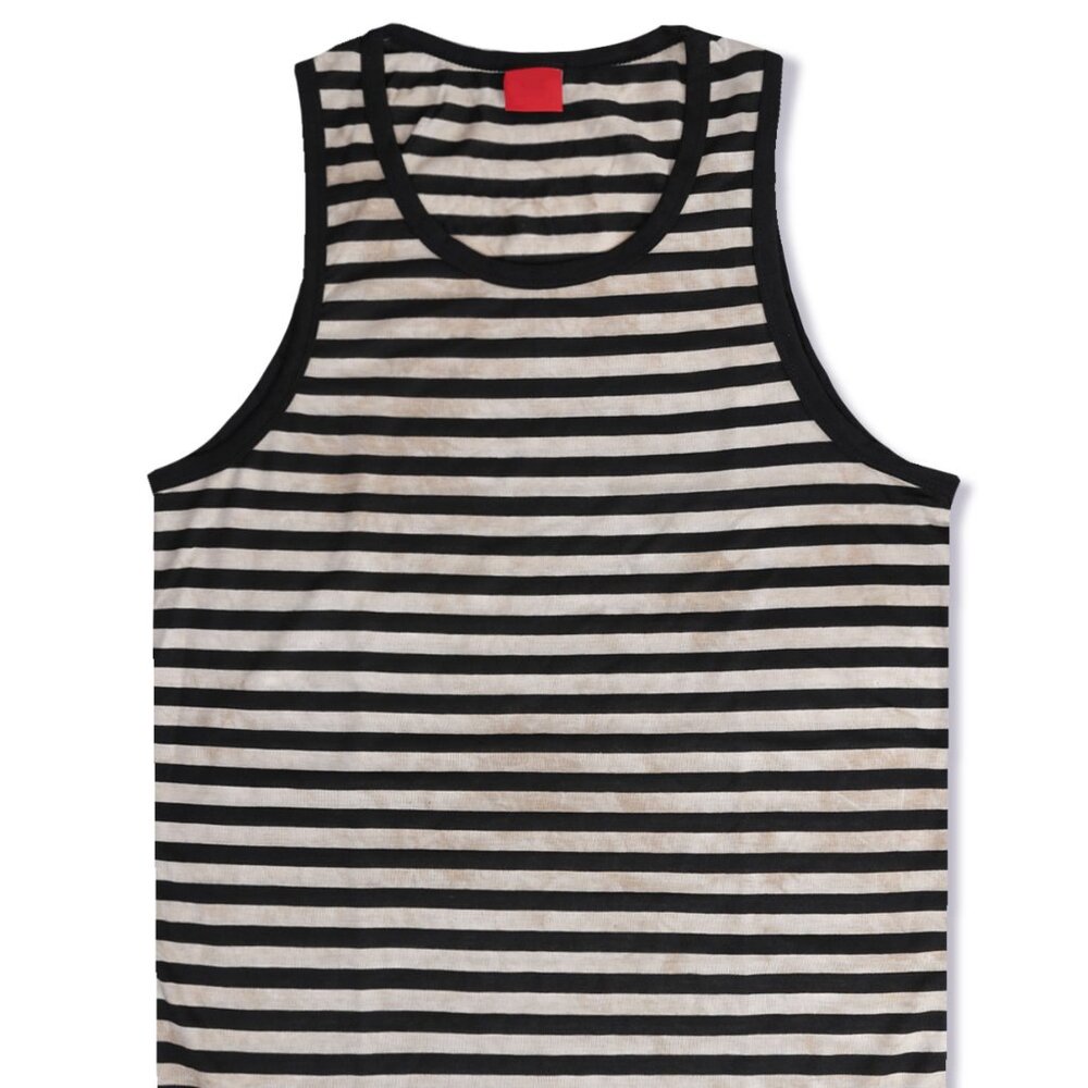 Victorious Men's Two Toned Striped Tank Top Khaki